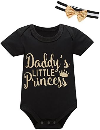 Huata Baby Boys Girls Short Sleeve Onesies Bodysuit Baby Romper (6-12 Months, Black+Headband)