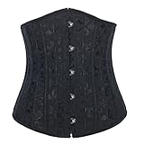 Shaperdiva Women's Underbust 24 Steel Bone Corsets and Bustiers for Waist Training (S, Black)