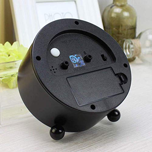 Maxspace Small Bedside Alarm Clock, 4in Classic Non-Ticking Tabletop Alarm Clock, Battery Operated Desk & Shelf Clock with Backlight HD Glass for Bedroom Living Room Kitchen Indoor Décor (Black)