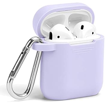 Airpods Case, GMYLE Silicone Protective Shockproof Wireless Charging Airpods Earbuds Case Cover Skin with Keychain kit Set Compatible for Apple AirPods 1 & 2 - Lavender Purple