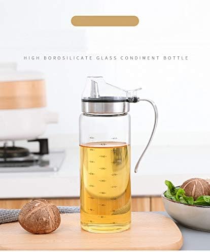 HARI Yoo-Neek- Borosilicate Glass SS Metallic Lid Oil Bottle Jar Dispenser - 500ml,Olive Oil Dispenser Bottle Glass dust Cover Design Does not Hang Oil