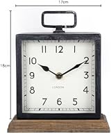 Carousel Home 21 cm Contemporary Rustic Metal Wood Square Mantel Clock view 2