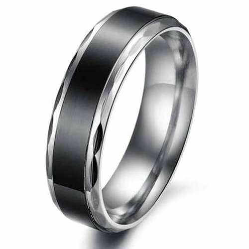 MoAndy Jewelry Titanium Stainless Steel Men's Fashion Ring Vintage Style Smooth US Size 10 Black