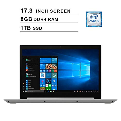 Lenovo 2019 Newest L340-17 17.3 Inch HD Laptop (8th Gen Intel Dual Core i3-8345U up to 3.90 GHz, 8GB DDR4 RAM, 1TB SSD, Bluetooth, DVD, WiFi, Windows 10) (Gray)