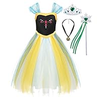 LENSEN Tech Girls Anna Costume Snow Queen Princess Dress Up (Anna,5-6 Years)