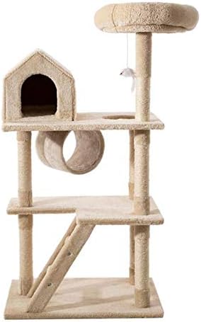猫用ラック 猫ツリースクラッチポスト活動センター サイザルと子猫家具プレイハウスは 再生するためのスクラッチ投稿ダングリングマウスおもちゃリラックスしsleep ベージュカバード Color 爆買いセール A