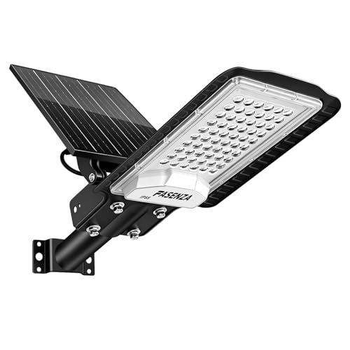 FASENZA Lámpara Solar Exterior: 3000LM, 6500K, Batería 6000mAh, Carga 6h para 12h Iluminación, 3 Modos de Sensor Radar, IP65, Garaje, Almacén, Granero, Jardín, Patio y Terraza, 2 Años de Garantía