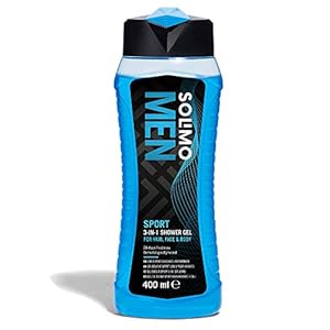 Amazon Brand - Solimo 3-in-1 Men Sport 24-Hour-Freshness Shower Gel For Hair, Face & Body- 400 ml