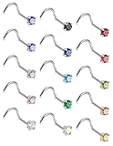 Jstyle 22G 15 Pcs Stainless Steel Nose Rings Studs Screw Piercing Body Jewelry 1.5mm 2mm 2.5mm 3mm