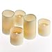 Hayley Cherie - Real Wax Flameless Candles with Timer (Set of 5) - LED Candles 5” and 3” Tall - Flickering Amber Flame - Battery Operated Pillar Candles – Large Unscented (Ivory)