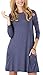 Kissky Women's Basic Long Sleeve Pockets Casual Swing Plain Tshirt Dress (L, Deepblue)