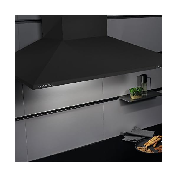 Hotte Aspirante Ciarra 90 Cm - A++ - 370m³/h - 3 Vitesses - Recyclage/Evacuation - Noir