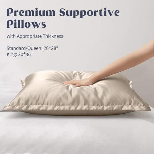 puredown® Goose Feather Down Pillows with Satin Pillowcases, Standard