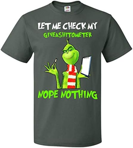 ILLO COAST Let Me Check My Giveashitometer Nope Nothing Mens Womens 6XL 100% Cotton Grinch Funny T Shirt