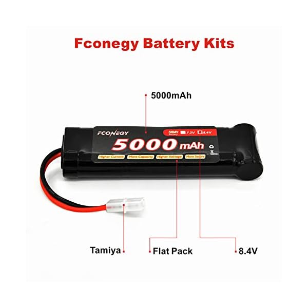 FCONEGY 8.4V 5000mAh RC Akku NiMH Batterie Wiederaufladbar Flat Pack Batterien mit Tamiya Stecker Modellbau Akkupack für… – Bild 3