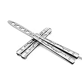 MAIYU Butterfly Knife Trainer Comb Training, Dragon Metal Practice Balisong Steel Dull Knife with Sheath