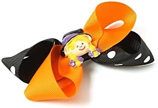 NeedyBee Pack of 2 Orange and Black Halloween Hair Clips for Baby Girls