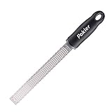 Cheese Grater & Zester, Stainless Steel Blade + Protective Cover - Cheese, Lemon, Chocolate & Vegetables Grater, Simi-Soft,Ergonomically Designed Handle for Comfort (black)