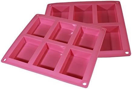 Silicone Soap Mold - Non-Stick Soap and Baking Mold for Homemade Crafts - 6 Cavities (2 Pack)