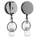 2 Pack Mini Heavy Duty Retractable Badge Holder Reel, Will Well Metal ID Badge Holder with Belt Clip Key Ring for Name Card Keychain [All Metal Casing, 24.4
