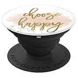Choose Happy Quote Pretty Script Gold Dust Pop Socket - PopSockets Grip and Stand for Phones and Tablets