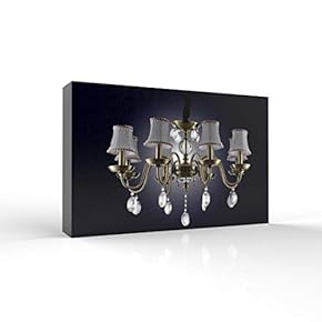Canvas Wall Art - Crystal Chandelier Shining for Dinner Room - Modern Home Art Stretched and Framed Ready to Hang - 12x18 inches