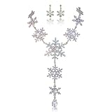 EVER FAITH Tear Drop Snowflake Necklace Earrings Set Austrian Crystal