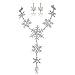 EVER FAITH Tear Drop Snowflake Necklace Earrings Set Austrian Crystal