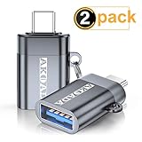 USB C to USB 3.0 Adapter [2 Pack],AkoaDa OTG Thunderbolt 3 Adapters Converter with Keychain,Compatible with MacBook Pro 2018/2017,MacBook Air 2018,Surface Go,Chromebook,Galaxy S9 S8 Plus Note 9(Grey)