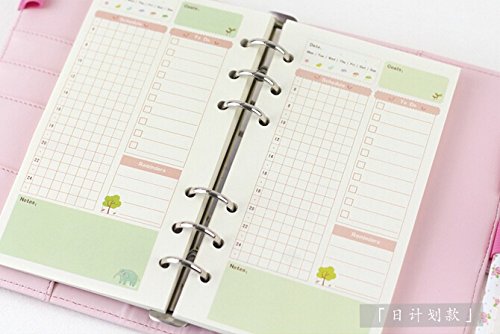 Funcoo Set of 2 45 Sheets Planner Filler Paper Refills Inserts Pages A5 Size Loose Leaf Paper for 6-Holes Binder, Journal, Dairy, Day Planner, Notebook (Daily Plan)