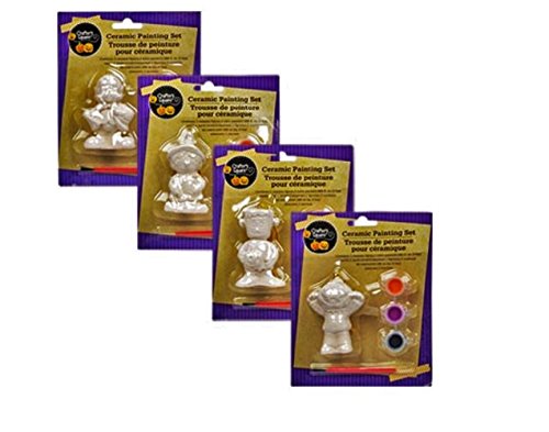 Halloween Figurine Ceramic Paint Sets, 4-set Bundle
