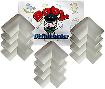Baby Commander Furniture Table Corner Guard 12 PCS PACK - EXTRA SOFTNESS - Baby Proof Foam Cushion Bumper | Childproofing Home Safety Sharp Table Corner Protector [Cream White]