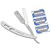Naturebelle New Straight Edge Barber Razor with 30 Count Double Edge Interchangeable Blades,Close Shaving Men's Manual Shaver