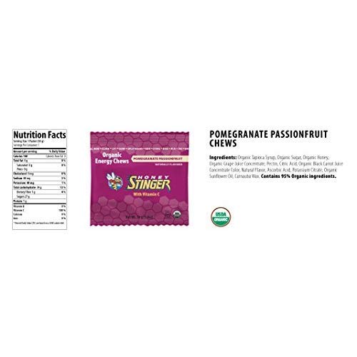 HONEY STINGER ORGANIC ENERGY CHEWS, POMEGRANATE PASSIONFRUIT, 1.8 OUNCE