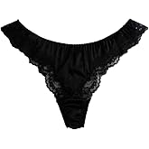 Yavorrs Womens Silk Panties G String Thong Lace Underwear Size S M L XL 2XL