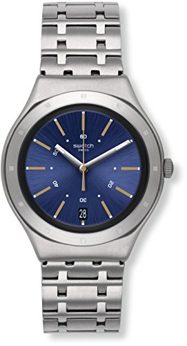 Swatch Men's Dirigent 37mm Steel Bracelet & Case Swiss Quartz Blue Dial Analog Watch YGS472G