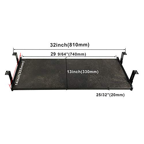 FRMSAET Furniture Accessories Office Product Suits Hardware 20/24/30 inches Keyboard Drawer Tray Wood Holder Under Desk Adjustable Height Platform. (30 inches, Metallic Black) - Thumbnail 2
