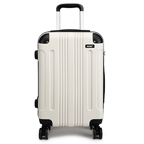 Kono 28" Travel Trolley Case Hard Shell ABS Light Weight Suitcase with 4 Spinner Wheel Fashion Luggage for Business Holiday (28" White)