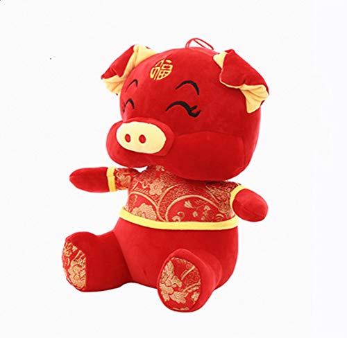 Eshylala 2019 Year of the Pig Mascot Plush Toy, Cute Pig Plush Toy, Super Soft Pig Doll Pig Bolster Stuffed Animal Pillow Birthday Gift - 10 Inch High