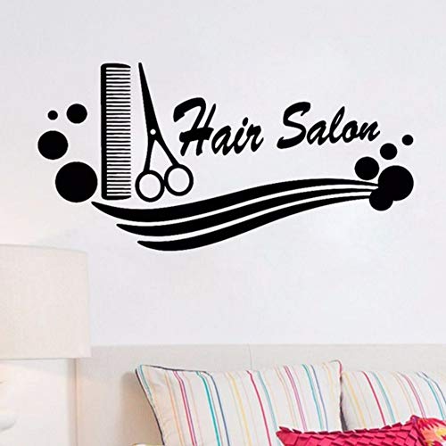 Pbldb 56x28cm Hair Salon Vinyl Decal Comb Scissors Hairdresser