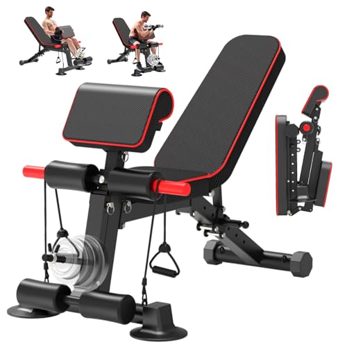 Adjustable Weight Bench,Utility Workout Bench Load 500LBS Foldable Incline Decline Benches for Home Gym Beginners and Enthusiasts muscle Building Fitness