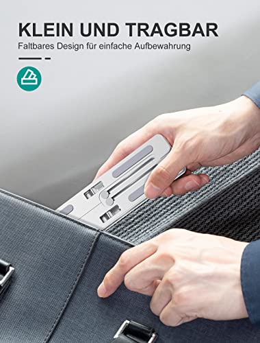Glangeh Laptop Ständer Höhenverstellbar, Tragbar Faltbar Laptop Stand, Aluminium Laptopständer mit Belüftung, Kompatibel mit MacBook Air/Pro, Samsung, Surface, Dell, Acer, Lenovo and Tablets