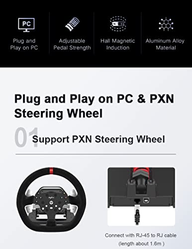 PXN V10 Racing Wheel - Force Feedback Steering Wheel For PC, PS4 & Xbox (270°/900° Rotation)