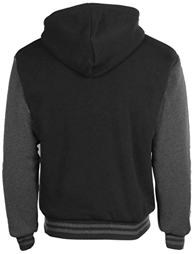Maximos Men's Sherpa Lined Varsity Full Zip Hooded Jacket-Black/Darkgray-XL - Thumbnail 3