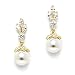 Mariell Pearl Drop Gold Wedding Earrings, 8MM Ivory Shell Pearls, Cubic Zirconia Crystal and Pearl Earrings for Brides, Bridesmaid, Prom and Mother of the Bride