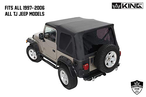 King 4WD Replacement Soft Top Without Upper Doors - Black Diamond - TJ 1997-2006 Jeep Wrangler