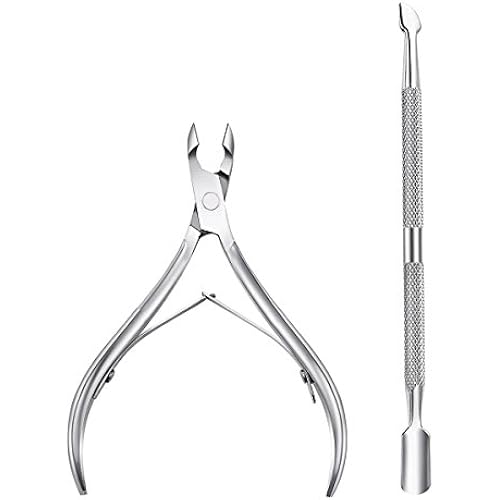 Cuticle Nipper with Cuticle Pusher- Professional Grade Stainless Steel Cuticle Remover and Cutter - Durable Manicure and Pedicure Tool - Beauty Tool Perfect for Fingernails and Toenails- Double Spring