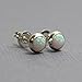 Kathy Bankston Handmade Opal Gemstone Stud Earrings for Women and Girls, 4mm Round Bezel 925 Sterling Silver (created-opal)