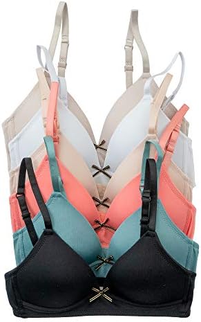 Alyce Intimates Lightly Padded Bra Pack Of 6 - Underwire T-Shirt Bras For Girls, Teens & Petite Women (34A, Neutrals) - View #6