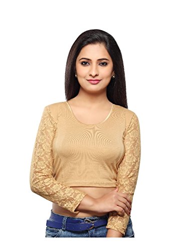 Saris and Things Gold Cotton Lycra Strechable Ready-made Saree Blouse Choli